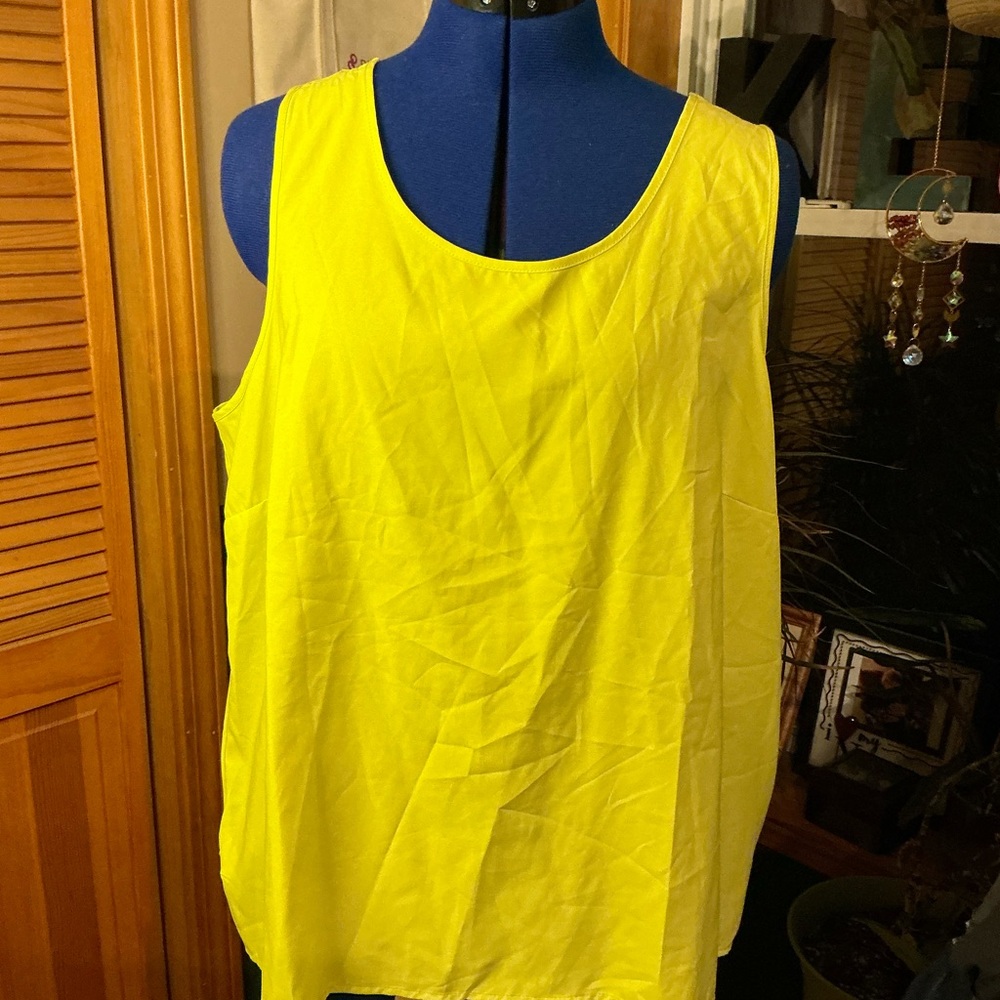 Time and Tru Bright Yellow/ lime green Tank Top